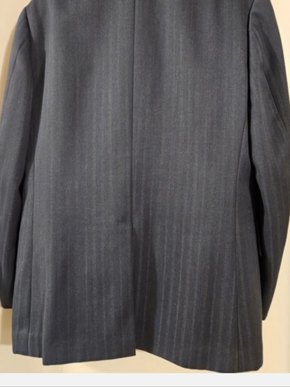 Paul M. Hoffman Mens Blue Pinstripe Blazer and Grey Vest Set Vintage Suit Jacket